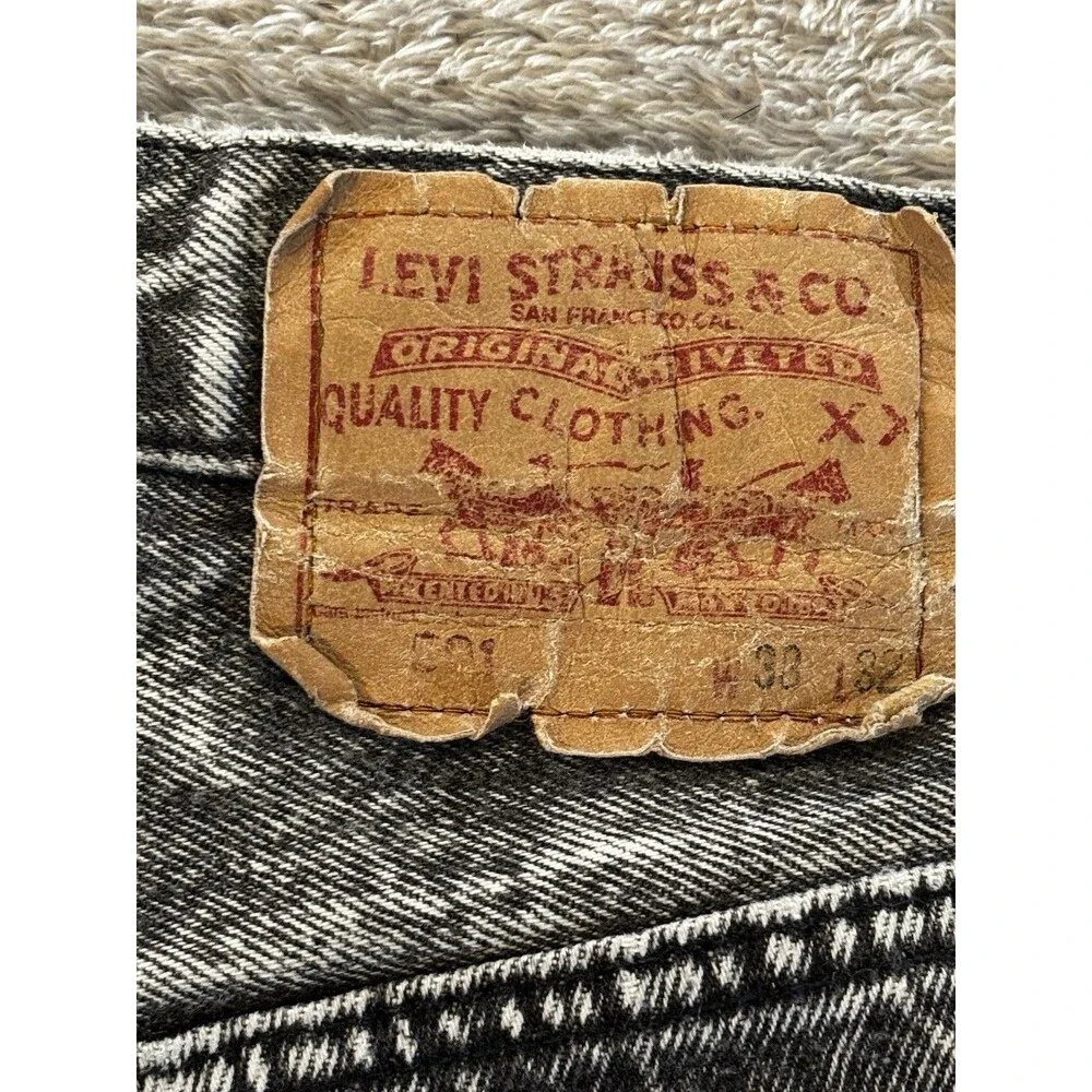 VTG ‘86 USA Levi's 501 Men's Jeans 38x32 Button Fly Black Gray Acid Wash Denim